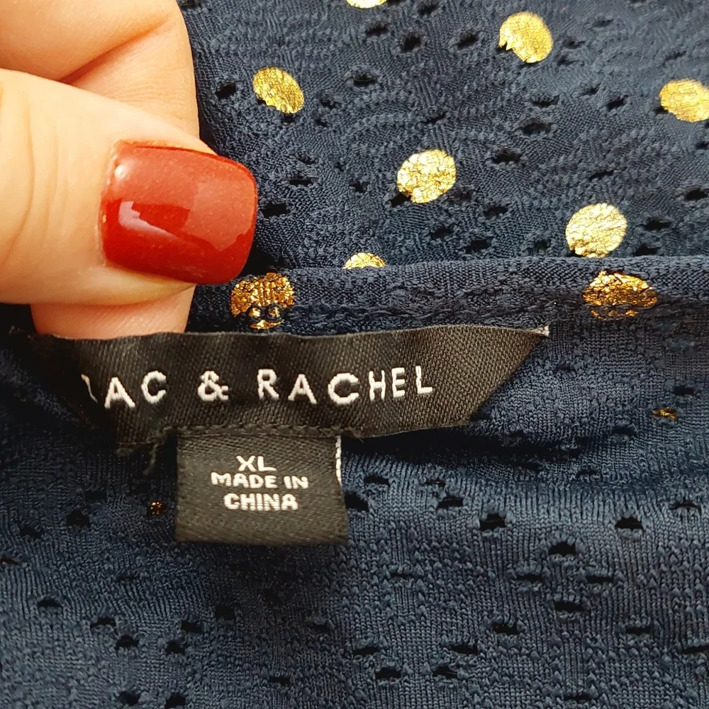Zac & Rachel Women's Size XL Blouse Sleeveless Shirt Blue Gold